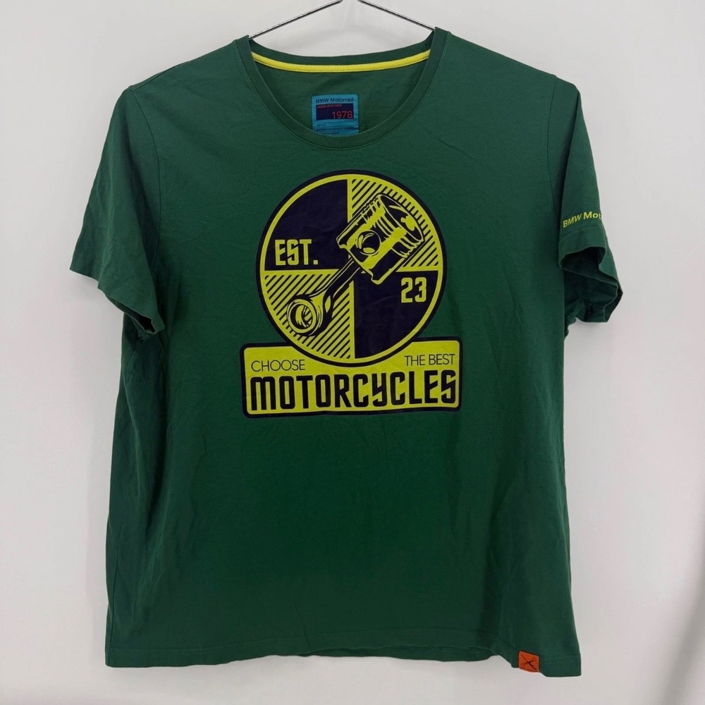 BMW Motorrad T-Shirt Mens 4XL Graphic Logo Cotton Green Solid